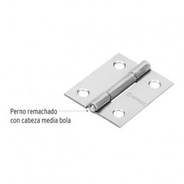 Bisagra rectangular de acero pulido 1 1/2" x 1 3/16" Cabeza media bola Incluye pernos, BR-150 43186 Hermex