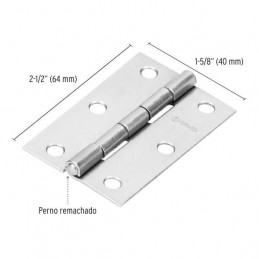 Bisagra rectangular de acero pulido 2 1/2" x 1 5/8" Cabeza media bola Incluye pernos, BR-250 43188 Hermex
