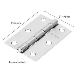 Bisagras Rectangular 3" x2" Acero Pulido CMbola 1.4mm Hermex 43189 Hermex-Bisagra rectangular de acero pulido 3" x 1 15/16" Cabe