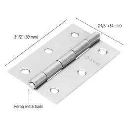 Bisagras Rectangular 3-1/2" x2-1/8" Acero Pulido CMbola 1.6mm Hermex 43189 Hermex-Bisagra rectangular de acero pulido 3 1/2" x 2