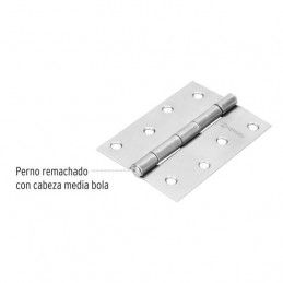 Bisagra rectangular de acero pulido 4" x 2 3/4" Cabeza media bola Incluye pernos, BR-400 43191 Hermex