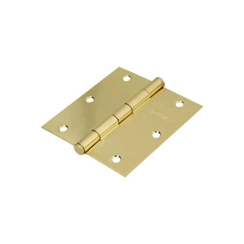 Bisagra cuadrada de acero dorado 3 1/2" Cabeza plana Tipo capuchina Espesor 1.4mm Incluye pernos, BC-351PP 23685 Hermex