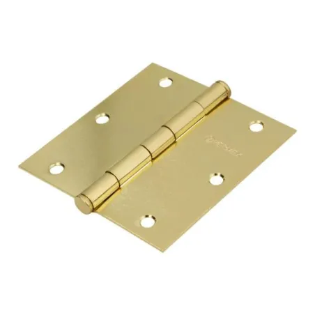 Bisagra cuadrada de acero dorado 3 1/2" Cabeza plana Tipo capuchina Espesor 1.4mm Incluye pernos, BC-351PP 23685 Hermex