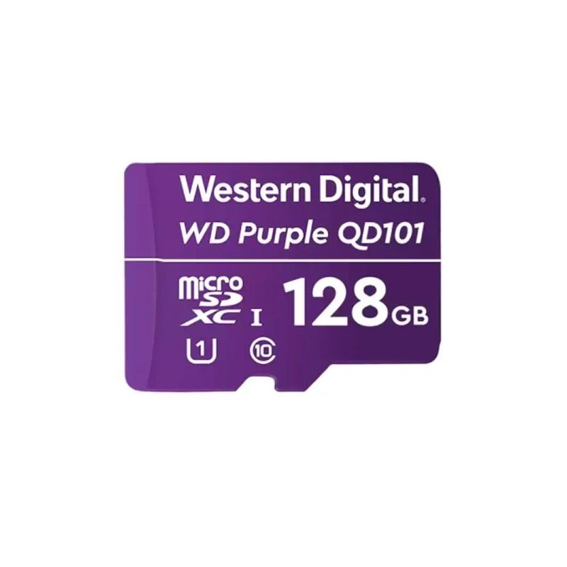 Memoria Flash WD Purple 128GB SC QD101 microSD, ideal para Camaras de videovigilancia