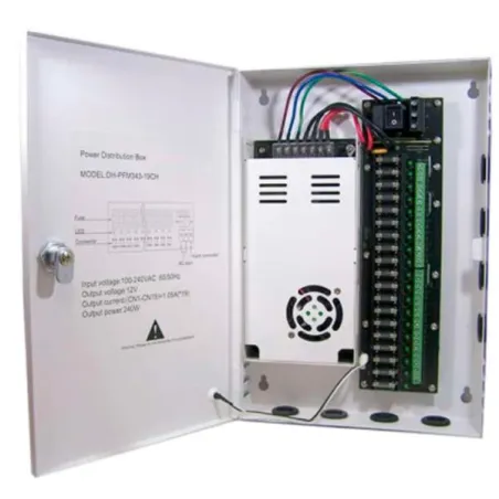  Fuente de Poder Centralizada AC90 3A 19Salidas 12VDC Dahua PFM343-19CH 308.474576 Fuente de Poder Centralizada AC90 3A 19Salida