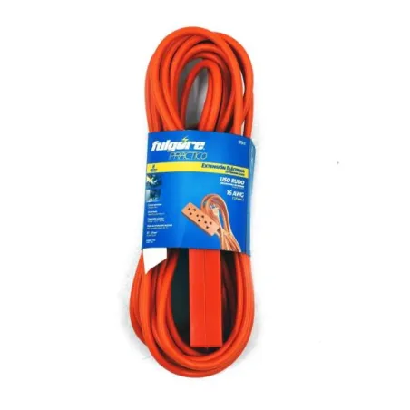 Extension Electrica 8M 15A 3Tomas Uso Rudo Naranja Fulgore FP0111