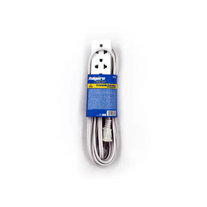 Extension Electrica 5M 15A 3Tomas Uso Domestico Blanco Fulgore FP0105