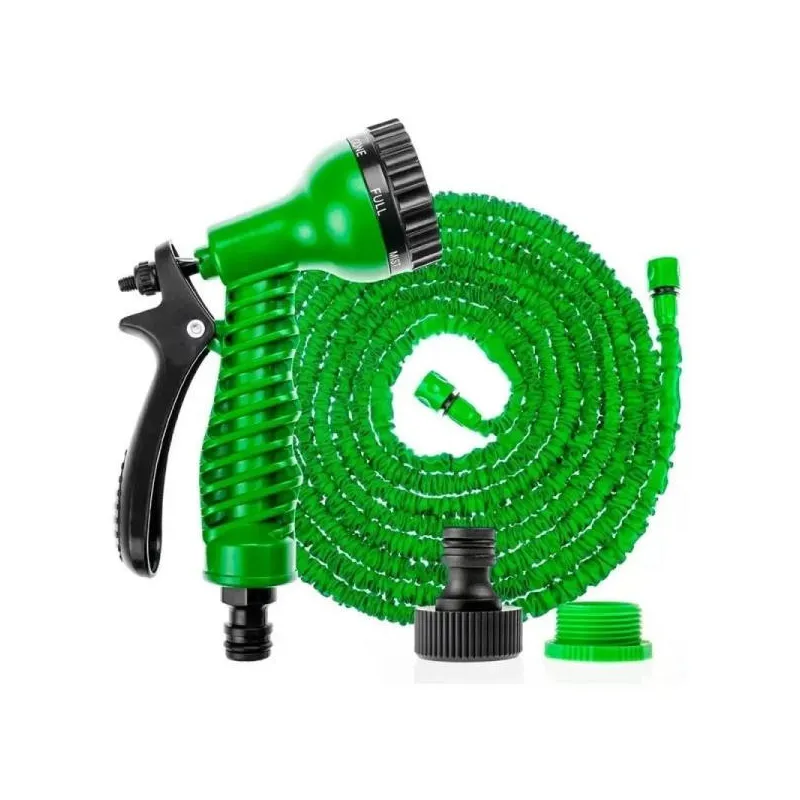 BricoLoco.com Manguera jardín espiral extensible 7,5 mts. con pistola riego  multifunción y adaptador conector a grifo 1/2” y 3/4”. Auto enrollable.  Para jardin, terraza, huerto (7,5 metros) : : Jardín