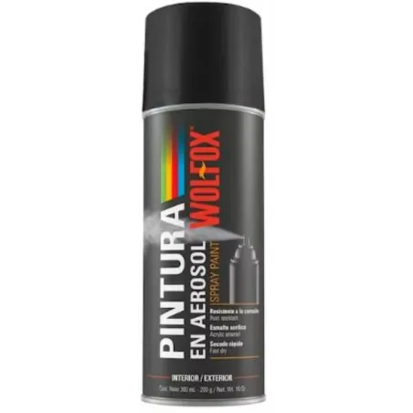  Pintura en Spray Negro Satinado 300ml Wolfox WF0706 3.813559 Pintura en Spray Negro Satinado 300ml Wolfox WF0706 Para uso en in