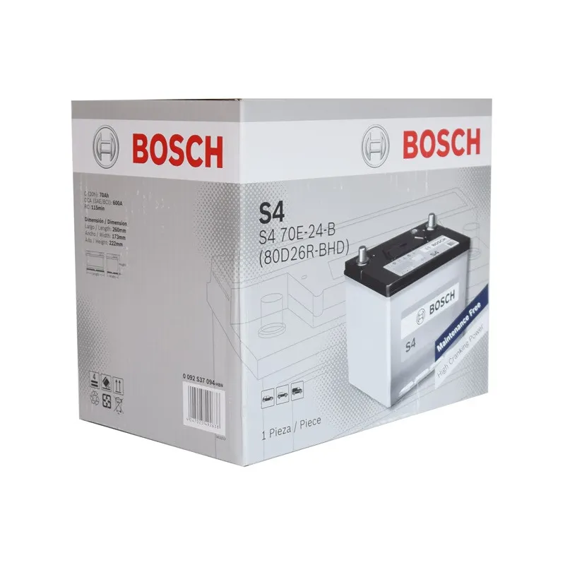 Bateria Automoviles Bosch 13Placas 80D26R BHD (NX110-5) 70AH + - RC130m CCA600 26x17.3x22.2cm