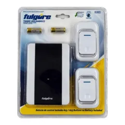 Timbre Inalambrico 100M 2Controles 1Campana a Baterias Fulgores FU1013 Fulgore-Timbre Inalambrico 100M 2Controles 1Campana a Bat