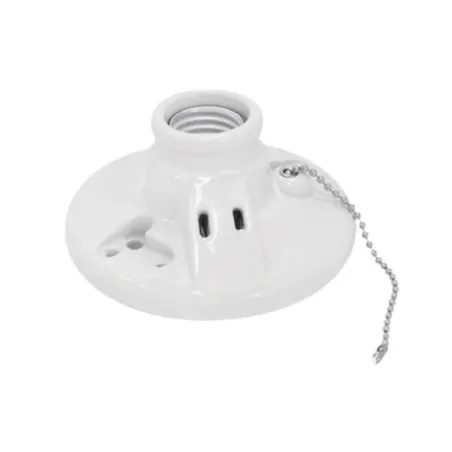 Socket Porcelana 4" ConCadena PortaLamparas E27 Fulgore FU0407 Fulgore-Socket Porcelana 4" ConCadena PortaLamparas E27 Fulgore F