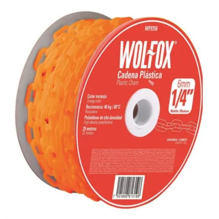  Cadena Plastica Naranja 1/4 x25m Wolfox WF9356 62.711864 Cadena Plastica Naranja 1/4 x25m Wolfox WF9356 WF9356 1 WolFox