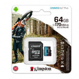 Memoria Flash microSDXC Kingston Canvas Go! Plus, 64GB con adaptador SD