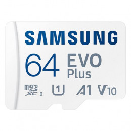 Memoria Flash Samsung EVO Plus + Adaptador microSDXC 64GB, UHS-I, U1, Class10