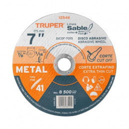 Disco Corte Metal 7" x1.5mm T41 Oxido de Alumino, DICOF-7015 12546 Truper