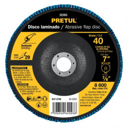 Disco Flap Discs Laminado 7" G40 Lija de Zirconia, DLP-2730 22353 Pretul