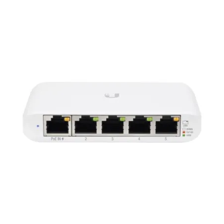 Switch UniFi USW-FLEX-MINI Compacto 5Port 10/100/1000 Mbps, soporta entrada de PoE 802.3af/at