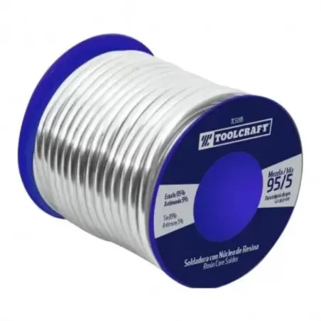  Soldadura con Nucleo de Resina 95/5 Estaño Antimonio 450g Toolcraft TC5095 165.254237 Soldadura con Nucleo de Resina 95/5 Estañ