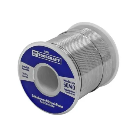 Soldadura con Nucleo de Resina 60/40 Estaño Plomo 450g Toolcraft TC5096 80.508475 Soldadura con Nucleo de Resina 60/40 Estaño P