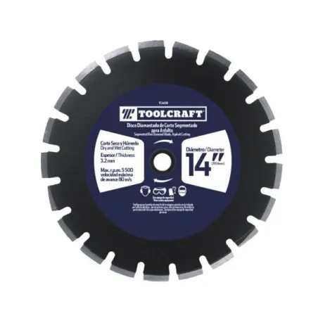  Disco Diamantado 14" Corte Segmentado Asfalto Toolcraft TC4498 180.508475 Disco Diamantado 14" Corte Segmentado Asfalto Toolcra