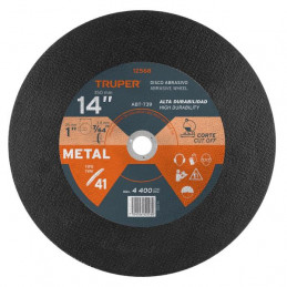 Disco Corte Metal 14" 355.6x2.8mm C1" T41 OxidoAlumino, ABT-739 Truper 12568