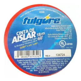 Cinta Aislante Rojo 19mm x18m Fulgore FU0380 Fulgore-Cinta Aislante Rojo 19mm x18m Fulgore FU0380 -FU0380- 2