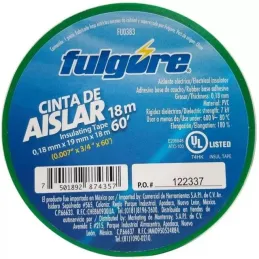 Cinta Aislante 19mm x18m Verde Fulgore FU0383 Fulgore-Cinta Aislante 19mm x18m Verde Fulgore FU0383 -FU0383- 2