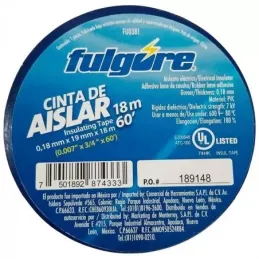 Cinta Aislante 19mm x18m Azul Fulgore FU0381 Fulgore-Cinta Aislante 19mm x18m Azul Fulgore FU0381 -FU0381- 2