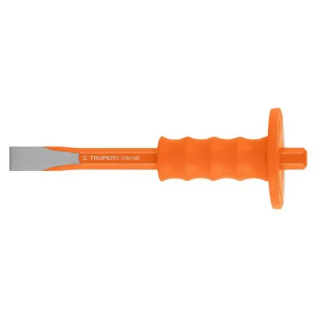  Cincel Plano 10" Cuña 7/8" con Grip, acero al cromo vanadio, protege la mano, C-7/8X10G 12274 Truper 17.79661 Cincel Plano de 1