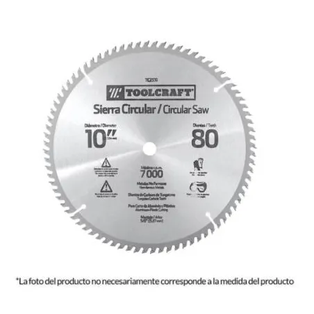  Disco Sierra Circular 12" 80Dientes EJE1" NoFerroso Toolcraft TC2337 83.050847 Disco Sierra Circular 12" 80Dientes EJE1" NoFerr
