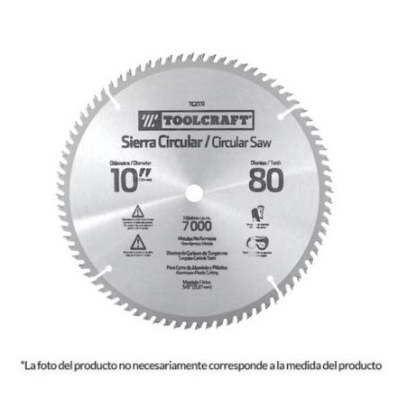Disco Sierra Circular 12" 80Dientes EJE1" NoFerroso Toolcraft TC2337