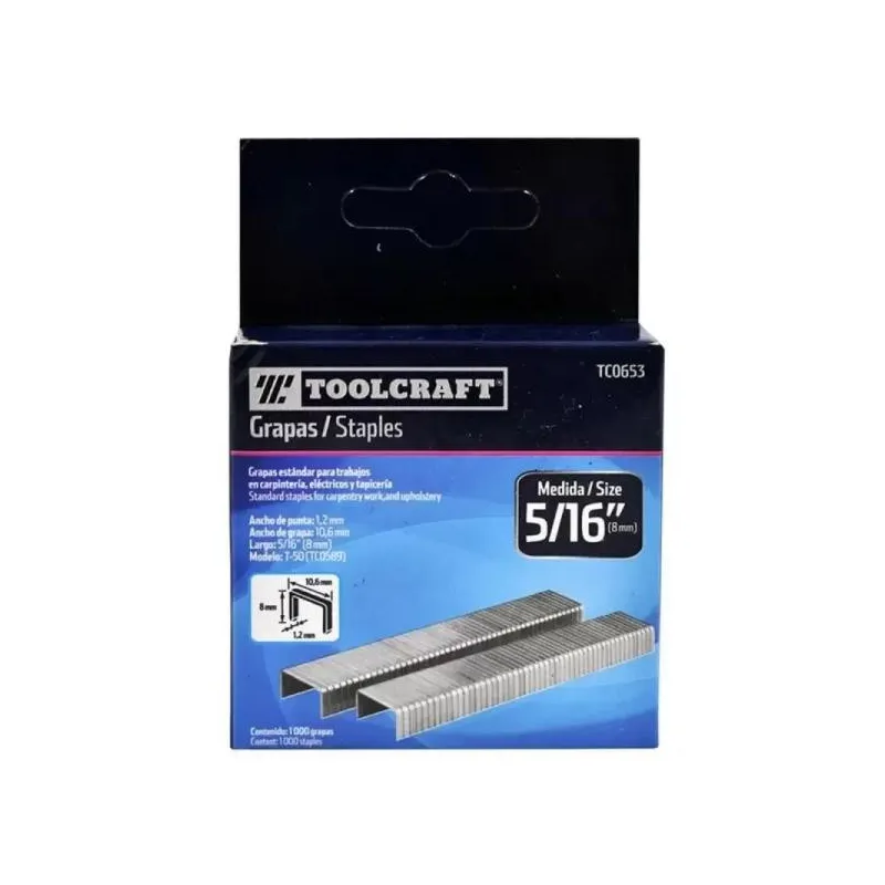 Grapas 5/16 Corona 10.6mm Para Engranpadora T-50 TC0589 Toolcraft TC0653