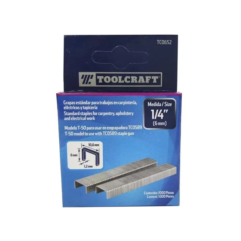 Grapas 1/4 Corona 10.6mm Para Engranpadora T-50 TC0589 Toolcraft TC0652