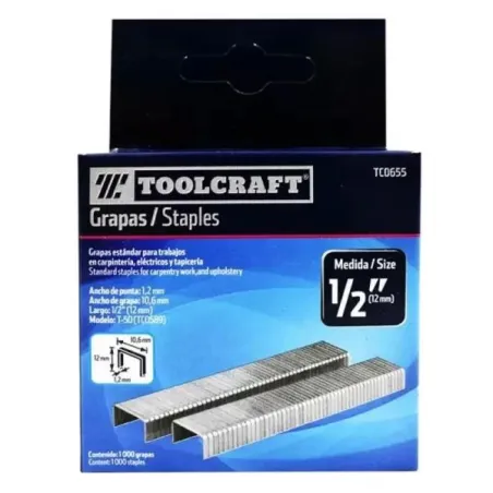 Grapas 1/2 Corona 10.6mm Para Engranpadora T-50 TC0589 Toolcraft TC0655