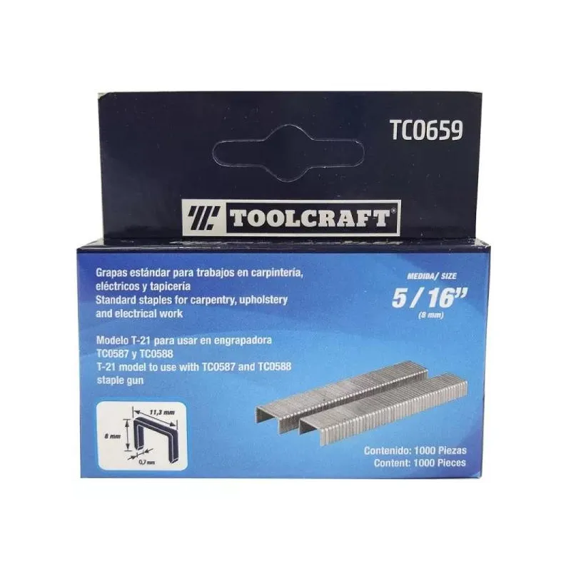 Grapas 5/16 Corona 29/64 Para Engranpadora T-21 TC0587 TC0588 Toolcraft TC0659