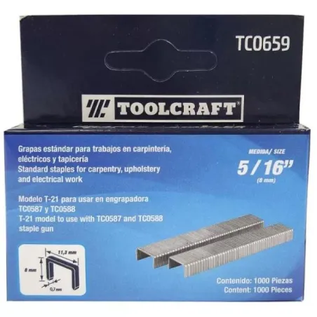  Grapas 5/16 Corona 29/64 Para Engrapadora T-21 TC0587 TC0588 Toolcraft TC0659 3.983051 Grapas 5/16 Corona 29/64 Para Engranpado