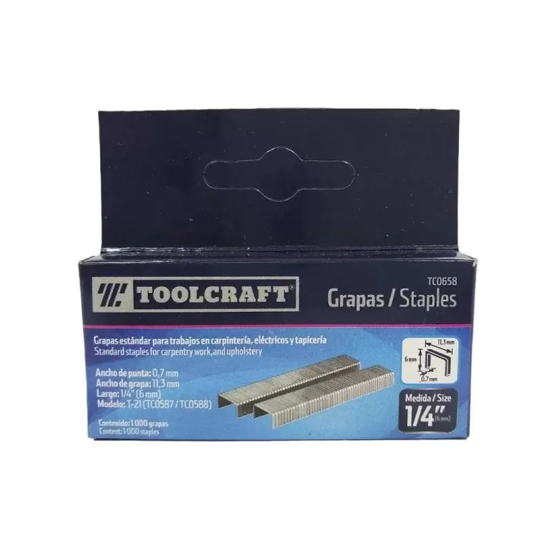 Grapas 1/4 Corona 29/64 Para Engranpadora T-21 TC0587 TC0588 Toolcraft TC0658