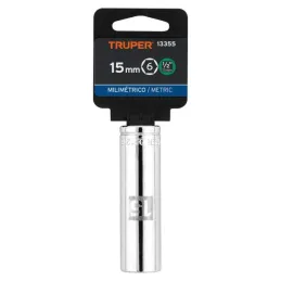 Dados 15mm E1/2 Tubulares Hexagonales CrVanadio, Truper 13355 Truper-Dados 15mm E1/2 Tubulares Hexagonales CrVanadio, Truper 133
