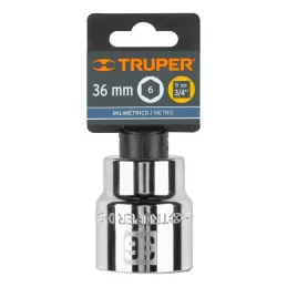 Dados 36mm E3/4 Hexagonales CrVanadio, Truper 14987 Truper-Dados 36mm E3/4 Hexagonales CrVanadio, Truper 14987 Fabricado en acer
