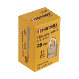 Candados 20mm S1 Hierro 2llaves Hermex 22526 Hermex-Candados 20mm S1 Hierro 2llaves Hermex 22526 Cuerpo de hierro con acabado co
