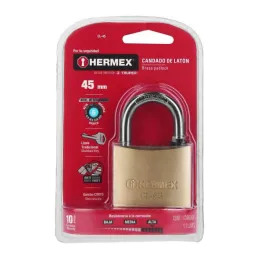 Candados 45mm S6 2llaves Hermex 43429 Hermex-Candado Pulido de Alta seguridad 45mm Seguridad 6, Incluyen 2 llaves Tradicional, C