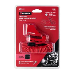 Candados para Motos 5.5mm Antiganzua Disc Lock Motocicleta Hermex 49622 Hermex-Candados para Motos 5.5mm Antiganzua Disc Lock Mo