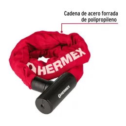 Candados con Cadena 10mm x90cm Forrado motocicleta y bicicleta Hermex 49621 Hermex-Candados con Cadena 10mm x90cm Forrado motoci