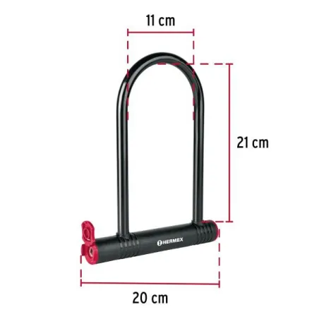 Candados 12mm Rigido Tipo "U" bicicletas motocicletas Portones Hermex 49620 Hermex-Candados 12mm Rigido Tipo "U" bicicletas moto