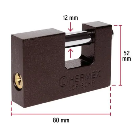 Candados Antipalanca 80mm S4 Hierro Hermex 22517 Hermex-Candados Antipalanca 80mm S4 Hierro Hermex 22517 Cuerpo de hierro con ac