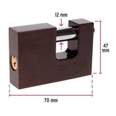 Candados Antipalanca 70mm S4 Hierro Hermex 23540 Hermex-Candados Antipalanca 70mm S4 Hierro Hermex 23540 Cuerpo de hierro con ac