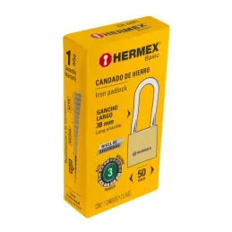 Candados 50mm S3 Hierro GanchoLargo Hermex 27072 Hermex-Candados 50mm S3 Hierro GanchoLargo Hermex 27072 Cuerpo de hierro con ac