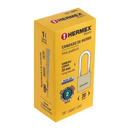 Candados 30mm S2 Hierro GanchoLargo Hermex 27070 Hermex-Candados 30mm S2 Hierro GanchoLargo Hermex 27070 Cuerpo de hierro con ac