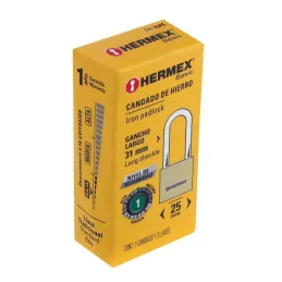 Candados 25mm S1 Hierro GanchoLargo, Hermex 27069 Hermex-Candados 25mm S1 Hierro GanchoLargo, Hermex 27069 Cuerpo de hierro con 
